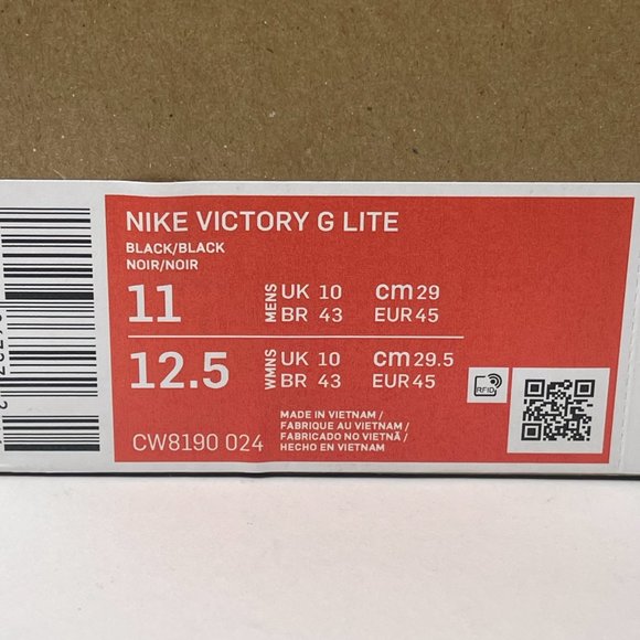 Nike Victory G Lite Black Golf Shoes. Size: 11 and 12. Style: CW8190-024.